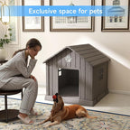 EasyUp Dog House Outdoor Indoor,Dog House Weatherproof Resin Shelter with Air Vents and Elevated Floor for Small Medium Large Dogs,Easy Clean and Assemble(37.8 * 40.87 * 38.82in,Coffee)