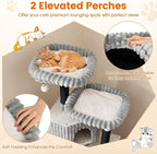 Tangkula Carpet Cat Tree, 62 Inch Tall Cat Tower with Scratching Posts, 2 Condos, 2 Perch Beds, Dangling Jingle Balls, Soft Flannel Covering, Unique Cat Tree for Indoor Cats