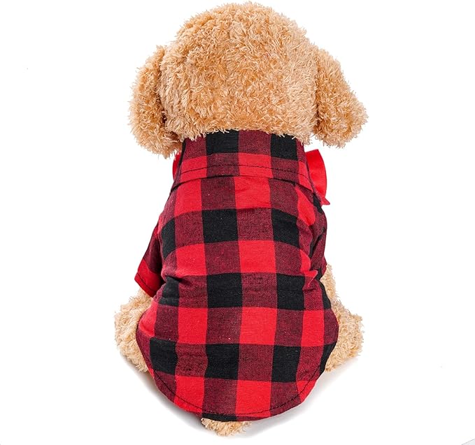 Tongcloud 3 Pack Plaid Puppy Cat Shirt Cute Cat Shirt Dog Shirt for Extra Small Dogs Cats Birthday Party and Holiday Photo(Red, Blue & White,Extra Small)
