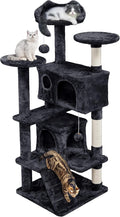 Topeakmart 54in Cat Tree, Cat Tower w/Large Cat Condo Scratching Posts and Perch, Cat Stand House Furniture, Black