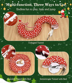 Pawaboo Cat Tunnel Bed Under Christmas Tree, 35.4'' Christmas Cat Toy Circle Tunnel with Ball, Cats Tunnels Christmass Tree Skirt Decorative Festive Foldable Kitty Tube Tunnels for Cats(Red Snowman)
