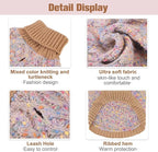 BEAUTYZOO Cable Knit Small Dog Sweater, Color Block with Fuzzy Thread Knitted Turtleneck Dog Knitwear with Dots in a Variety of Colors for Small Medium Dogs Fall Winter Dog Clothes, Beige XS