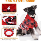 KOOLTAIL Christmas Dog Hoodie, Red Plaid Pet Sweater, Hat Hooded Sweatshirt Dog Clothes for Small Medium Large Dogs, Soft Warm Winter Cold Weather Coat with Leash Hole&Pocket, Reindeer Snowflake, XL