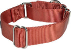 Mikivery Martingale Dog Collar Nylon Adjustable and Safety Training Colourful Comfortable Metal Buckle Pet Collars for Small Medium and Large Dogs(Brick Red,M)