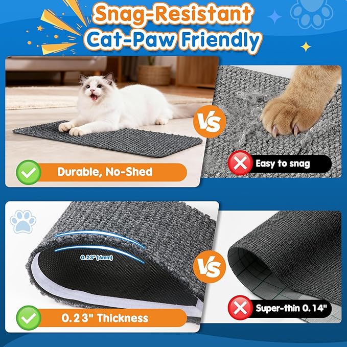 Wall Cat Scratcher for Indoor Cats,23.6x11.8”Corner Cat Scratcher,Cat Scratch Pad Furniture Protector for Door & Wall,Couch, Durable Cat Scratching Board Easy Mount(Grey, 23.6”x11.8”)