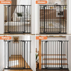 40" Extra Tall Baby Gate for Stairs, Auto Close Stroller Friendly Dog Gate Indoor for Doorways, Pressure Mounted 29"-40" Wide Baby Gate, Easy Walk Through Gate for Children & Pets, Black