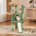 Cat Tree Cactus Design Cat Tower with Scratching Posts, Cat House Condo Perch and Ladder Small Cat Trees for Indoor Cats 42 Inches, Green/Light Brown
