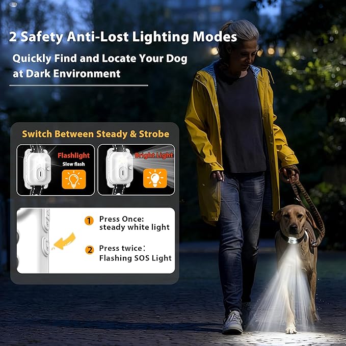 Dog Shock Collar - 3300 FT Remote Dog Training Collar, IP7 Waterproof, 4 Training Modes Lighting,Beep,Vibration,Safe Shock, Dual Channel E-Collar with Safety Lock for All Breeds (10-150 lbs)