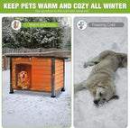 GUTINNEEN Large Outdoor Insulated Dog House Weatherproof Dog Kennel Indestructible Dog Shelter with Chew-Proof Full Metal Frame, Openable Roof for Small to Large Dog Breeds (33.5"L x 22"W x 25.2"H)