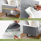 Cat Scratch Furniture Protector for Couch, Wall & Door Guard, Trimmable Self-Adhesive Scratch Pad, DIY Climbing Mat, Deterrent, Scratching Post Replacement (39.4''x15.8'', Light Gray)
