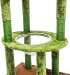 Cat Tree, 72in Indoor Cactus Cat Tree with Transparent Capsule, Sisal Scratching Posts, Plush Perches and Interactive Toys for Kittens and Large Cats, Green