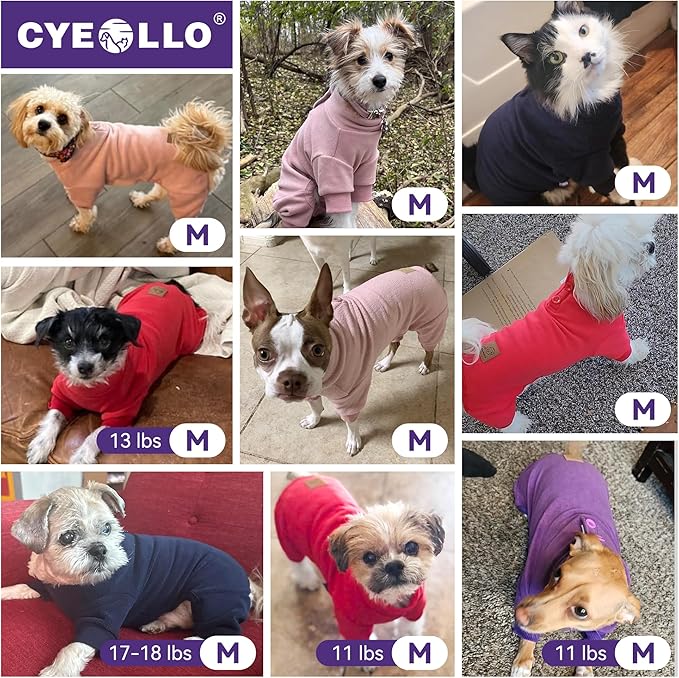cyeollo Dog Pajamas Fleece Pjs Thermal Stretchable Dog Onesie Winter Jumpsuit for Small Dogs Warm Pet Cold Weather Coats, Navy M