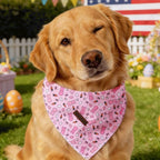 Elegant little tail Easter Dog Bandana, Bunny with Flower 1PC Washable Dog Scarf Female or Male Square Bib Kerchief Scarf Adjustable Pet Bandana for Medium Large Dogs