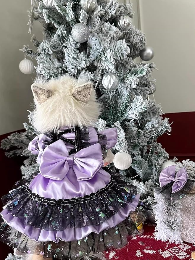 Furbabycare® Elegant Sweet Fashion Puppy Dog Blingbling Princess Skirt Pet Dog Lace Cake Camisole Tutu Dress D-Purple XX-Small