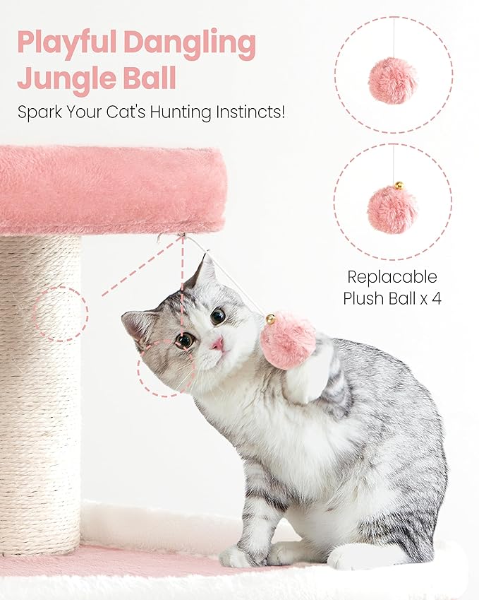 Heavy Duty Cat Tree for Large Cats Adult - 60 Inch XXL Sturdy Cat Tower Condo with Extra Wide Scratching Posts (φ4.4in) Big Cat House Hammock Perch - Indoor Wood Modern Multi Level Corner Cat Bed