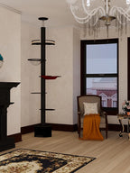 Cat Trees Floor to Ceiling Cat Towers Height:86-118 InchesAdjustable, Tall Cat Tree Activity Tree with Soft Rope Scratching Post,Clear Dome Cat Condo, Cozy Hammock (Black)