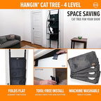 K&H Pet Products Hangin Cat Tree Door Mounted Cat Furniture, Space Saving Multi-Level Wall Perch Hammock Bed, Interconnecting Levels, Collapsible, Tool-Free Assembly - Gray - Fits Doors <80in H