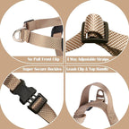 Annchwool No Pull Dog Harness with Front Clip and Easy Control Handle-Belly & Chest Adjustable Dog Harness and Leash Set for Medium Large Dogs-Heavy Duty Vest Harnesses Easy for Walking(Brown,M)