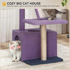 YITAHOME Flower Cat Tree Tower with Detachable Perch, 47.2in Cute Cat Climbing Tower for Indoor Cats with Cat Condo, Sisal Scratching Posts and Board, Purple and White