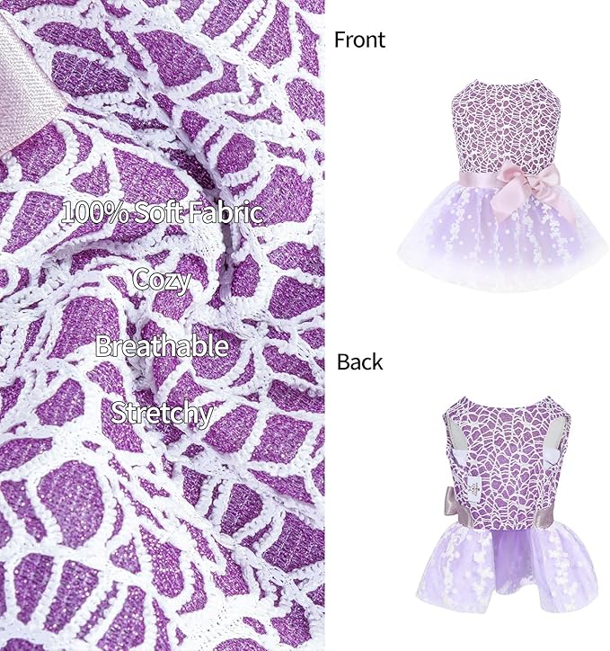 CuteBone Dog Birthday Dress Girl Puppy Skirt Tutu Cat Wedding Outfit Pet Party Clothes for Small Dogs Costume DD14M
