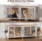 EasyCom Dog Crate Furniture for 1 or 2 Dogs, Heavy Duty Single/Double Dog Crates for Small/Medium/Large Dogs, Dog Kennel Furniture Indoor as TV Stand, Large Size 78.74" L(35-60 Pounds), White