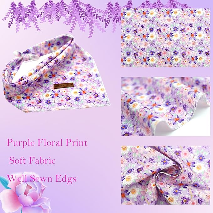 Elegant little tail Dog Bandana 1PC Washable Cotton Summer Dog Kerchief Reversible Cotton Bibs Scarf Triangle Scarfs for Small Medium Large Dogs