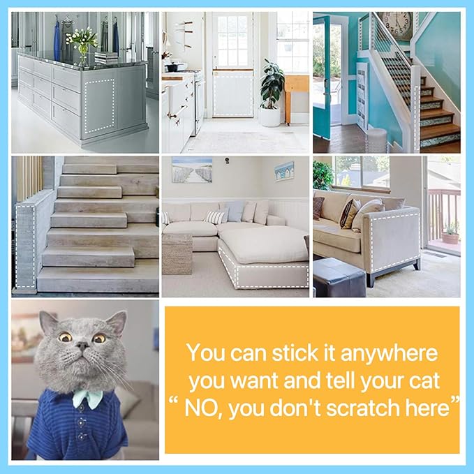 Cat Scratch Furniture Protector: Cat Anti Scratch Tape - Door Protector from Dog Scratching - Clear Training Self Adhesive Tape for Carpet, Sofa, Couch, Door(Transparent, 17.72" x 9.8FT)