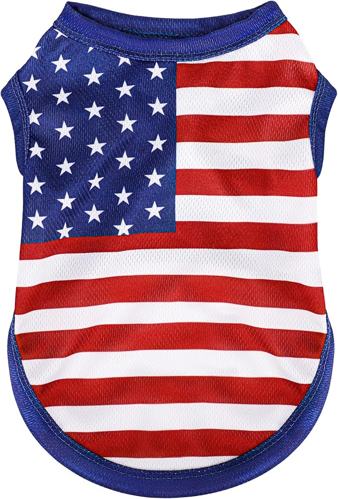 American Flag Inspired Dog Vest: Perfect Dog Shirt, Ideal Tank Top for Everyday Wear, Independence Day Celebrations Crafted Materials for a Cute and Stylish Look Blue L