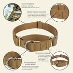Country Brook Petz - Martingale Dog Collar - Heavy-Duty Training Collar with No Buckle - Service Dog Collar for All Pups - 10+ Warm Colors (Coyote Tan, 5/8 Inch, Extra Small)