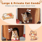 PETEPELA Floor to Ceiling Cat Tree, Adjustable 90.5''-100.4'' Cat Tower Mushroom Climbing Tree with Scratching Posts, Spacious Condo and Large Hammock for Indoor Cats Large Adult, Brown