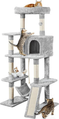 Topeakmart 63in Cat Tree, Large Cat Tower Furniture with Cat Condo, Padded Platform & Sisal-Covered Scratching Post, Stable Cat Tower Pet Play House