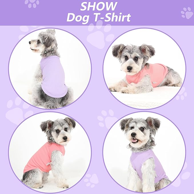 2 Pack Dog Clothes for Small Dogs Summer Dog Shirt Vest Girl Boy Lightweight Puppy T-Shirts Blank Soft and Cool Pet Clothing Sleeveless Medium Large Dog Outfit (Purple+L-Pink, XX-Large)