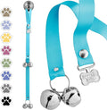 PoochieBells Dog Door Bells for Potty Training, Quick & Easy Puppy Potty Training Method Included, Handcrafted in USA with Loud, Paw-Safe Bells, Capri Blue