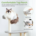 Small Cat Tree Tower with Lots of Scratching Posts - 42 Inch Medium Compact Cats Scratch House with Hammock Perch for Multi Level 2 Kitty - Indoor Corner Cat Bed Condo Climbing Gym Towers Furniture