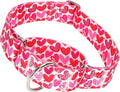 1.5 inch Wide Martingale Dog Collar,Valentine's Day Dog Collar Cute Loving Heart Printed Collar for Medium Large Extra Large Dogs M