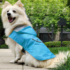 Dog Raincoat Dogs Rain Jacket Reflective Winter Warm Lined Poncho Rainwear Waterproof Pet Clothes Pocket Hooded Leash Hole Adjustable Small Medium Dogs,Blue,XL,Back Length 14.9 Inch