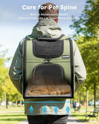 Pecute Expandable Cat Backpack Carrier, Backpack for Cats & Small Dogs Up to 11lbs, with 4-Side Breathable Mesh, Multi-Entry & Lockable Zippers for Travel, Hiking, Camping - Hands Free, Green