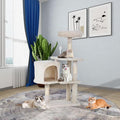 36-Inch Ergonomic Cat Activity Tower with Sisal-Wrapped Columns & Toys - Modular Design Saves Floor Space While Providing 3-Tier Vertical Play Zones for Multiple Indoor Cats（Beige）