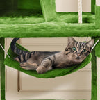 Topeakmart 62.2 inches Cat Tree with Double Condos, Cat Tower with Scratching Posts & Hammock & Foam-Padded Perches, Kitty Activity Tree Center Kitten Play House, Green