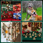 BigOtters Craft Bells, 16PCS Bronze Jingle Vintage Bells (1.5" X 1.7") with Spring Hooks Hanging for Wind Chimes Housebreaking Making Dog Potty Training Doorbell Wedding Decor DIY Favor