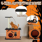 Outvita Halloween Cat Tree, 33" Cat Tower with Spacious Cat Condo, Gothic Scratching Posts, Large Platform, Cat Activities Furniture, Orange & Black