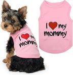 Parisian Pet Dog Shirt - 100% Cotton Shirts for Small Dogs - Pink Sleeveless Girl Pet Clothes - Lightweight Pet T Shirts - Breathable Puppy Clothes - Stretchy I Love My Mommy Dog Apparel