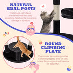 Allewie 55.5 in Cat Tree for Indoor Kitties/Soft Plush Perches/Multi-Level Cat Tower/Sisal Scratching Posts/Crescent Plates/Round Jumping Board/Hanging Ball/Pet Activity Center/Dark Grey