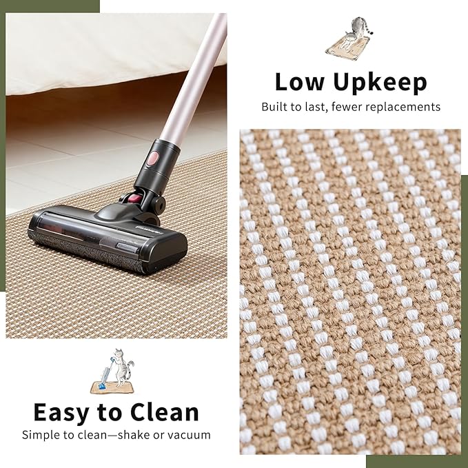 Cat Scratcher Mat, 23.6"x 15.7" Natural Sisal Cat Scratch Mat with Velcro Tape, Scratching Rug Pad for Indoor Cats, Furniture Protector, Floor Carpet, Wall Pad, M, Beige