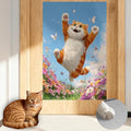 Nuxovilar Cat Scratching Mat 15.3x23.6 Inches Polyester Synthetic Fiber, Jumping Orange Cat & Butterflies Print, wall Scratcher, Scratch pad, Home Decor, Bedroom, Patio (2pcs)
