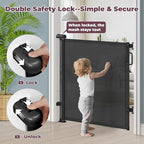 42" Extra Tall Retractable Baby Gates for Stairs, 76" Wide Dog Gate Indoor Outdoor for Doorways Deck Kitchen, Long Mesh Safety Gate for Child Toddler, Prevent Pet from Jumping Over, Black