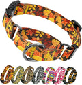 Kazazoo Martingale Collar for Dogs with Quick Release Buckle Adjustable Soft Durable Dog Collar for Small Medium Large No Pull Training Dog Collars-Maple Leaf M
