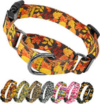 Kazazoo Martingale Collar for Dogs with Quick Release Buckle Adjustable Soft Durable Dog Collar for Small Medium Large No Pull Training Dog Collars-Maple Leaf S