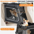 Snagle Paw Portable Dog Crate for Car Travel,Metal Frame Pet Crate,Pet Carrier for Car Back Seat Secures with Headrest Strap and Seatbelt,M Gray