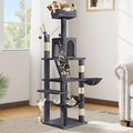 DWVO 64.5" Tall Cat Tree, Multi-Tier Cat Condo with Hammock, Scratching Posts & Play Balls for 2-3 Cats (Dark Gray)